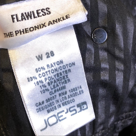 Joe’s Jeans “Flawless The Pheonix Ankle” black jeans with leather patch knees - Picture 7 of 8